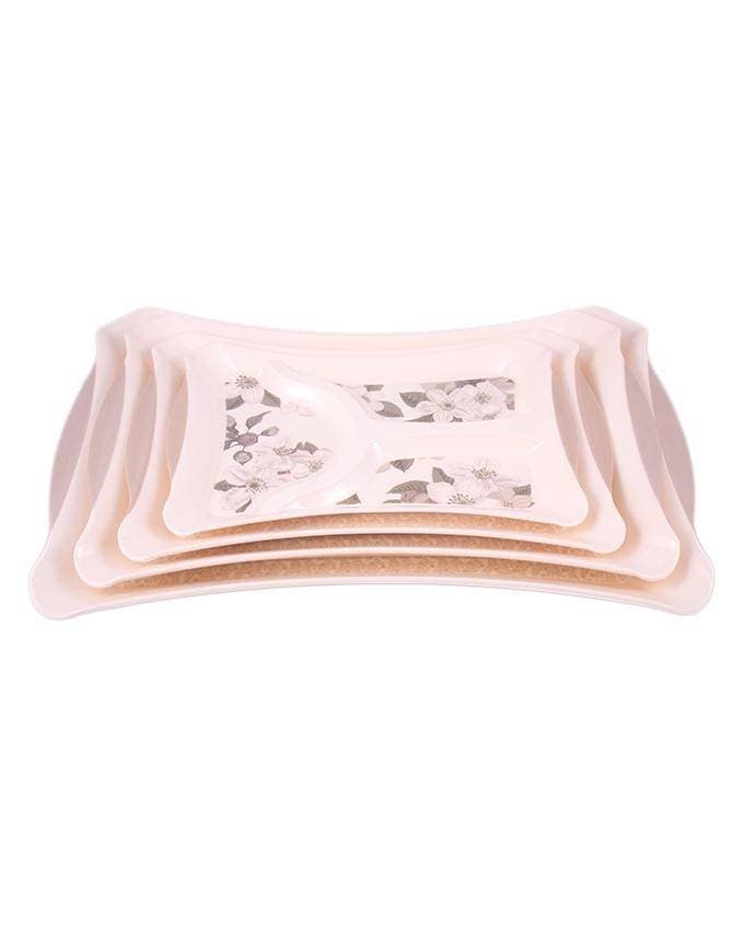 Pack of 4 - Petora Painting Melamine Tray Set - Brown