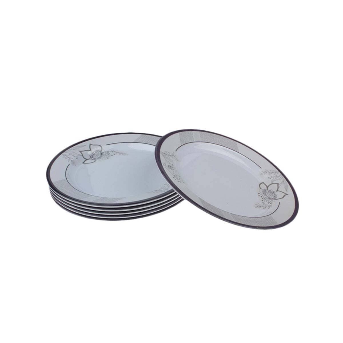 Purple Border Premium Round White Melamine Dinner Plates
