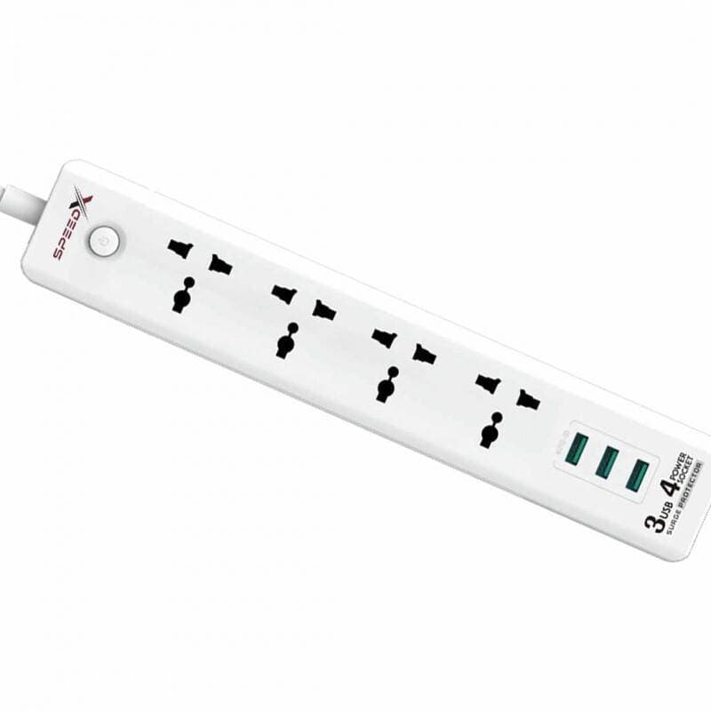 Speed-X 403PU Lead Portable Power Strip 4 Socket+3 USB Port