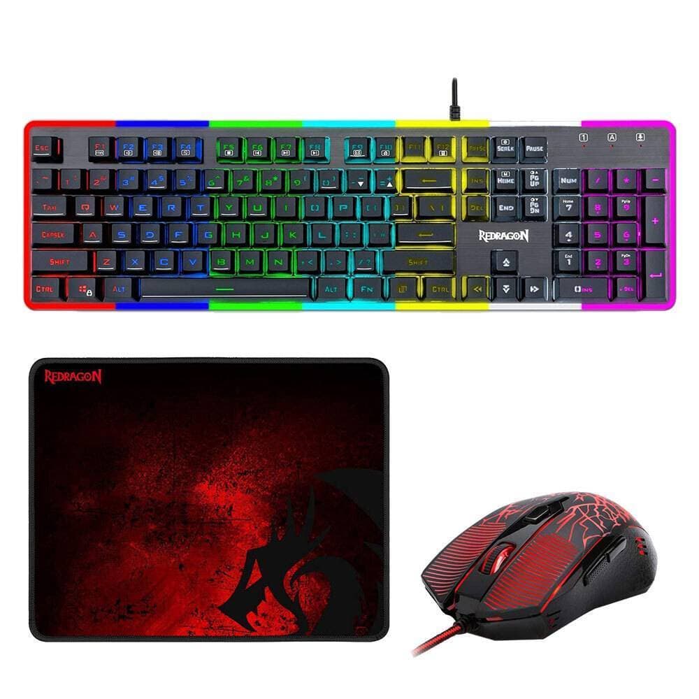 Redragon S107 Gaming Keyboard & Mouse Combo Large Mouse Pad