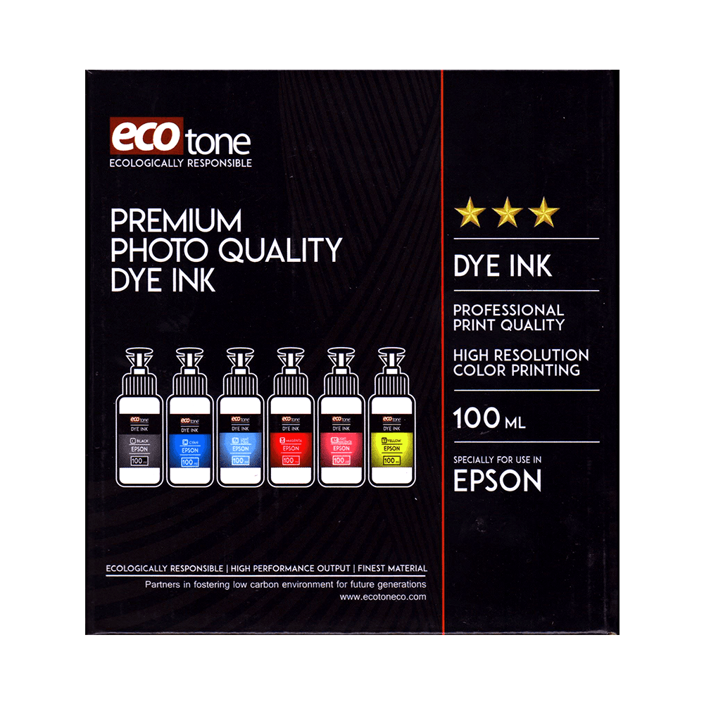 Ecotone 6 Colors ink set for inkjet printers CISS & Cartridge 100ml x 6 Colors