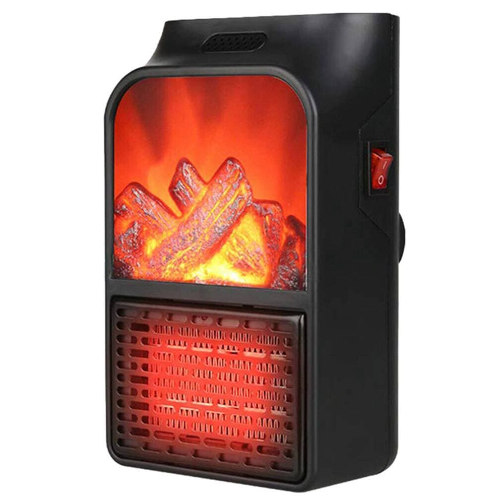 Mini Portable Electric Heater Flame 900W Wall-outlet Space Heater Flame Warmer Fan Winter Home Office