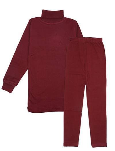 Kids High Neck Thermal Wear Suit - Mahroon