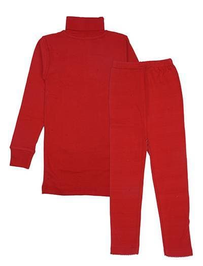 Kids High Neck Thermal Wear Suit - Red