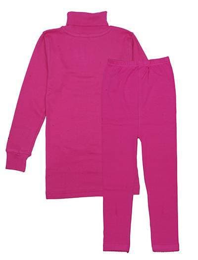 Kids High Neck Thermal Wear Suit - Shocking Pink