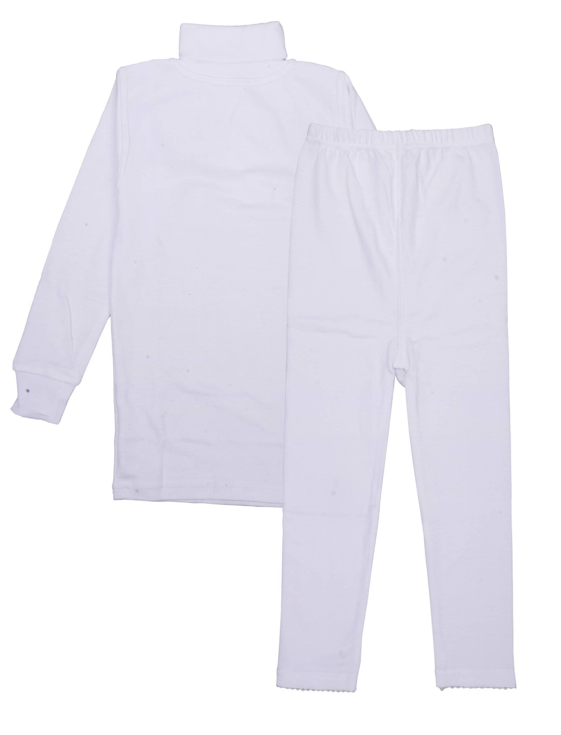 Kids High Neck Thermal Wear Suit - White