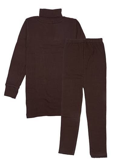 Kids High Neck Thermal Wear Suit - Brown