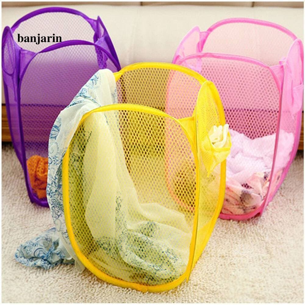 Foldable Pop Up Mesh Washing Laundry Basket Bag Bin Toy Tidy Storage