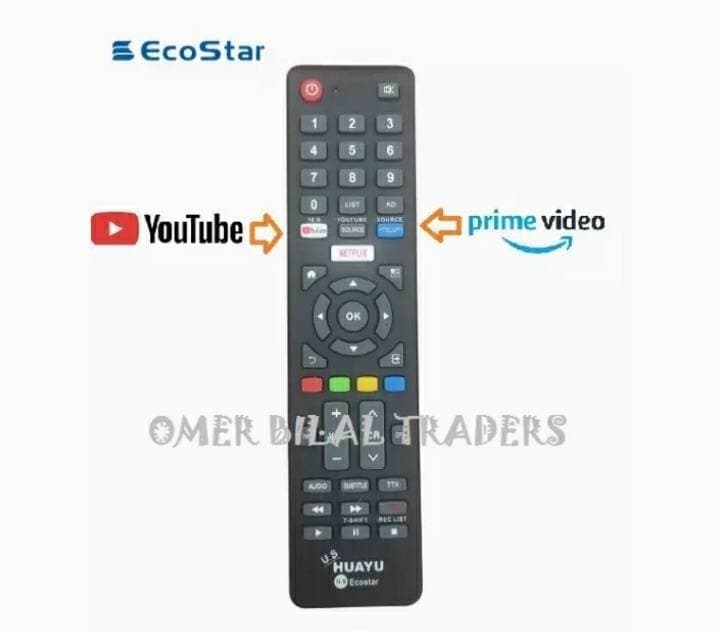 EcoStar Remote For Lcd, Tv With Youtube & Netflix Button
