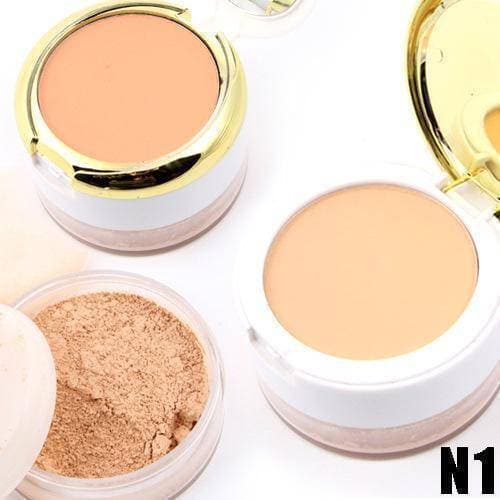 Miss Rose 3D Pearl Face Whitening Compact & Loose Powder Beige 3 In 1