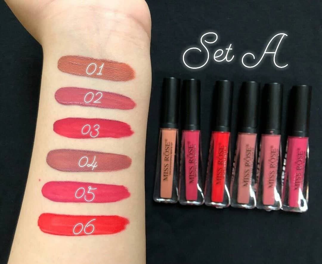 Pack of 6 Miss Rose Long-lasting Matte Lipstick