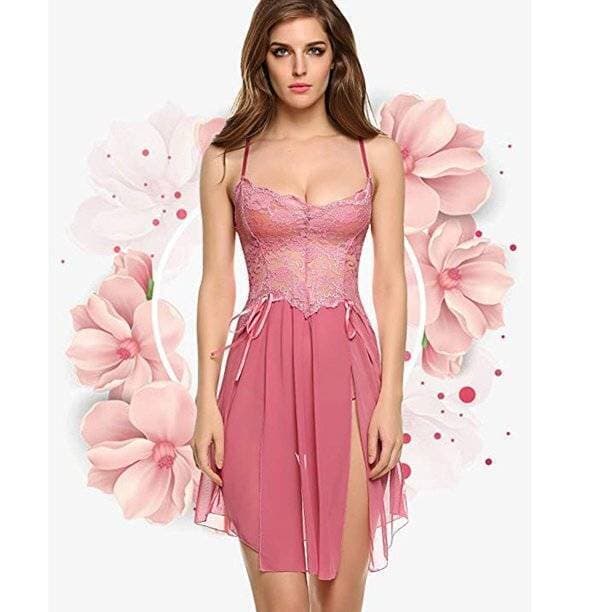 Lace Embroidered Babydoll Short See Through Nighty
