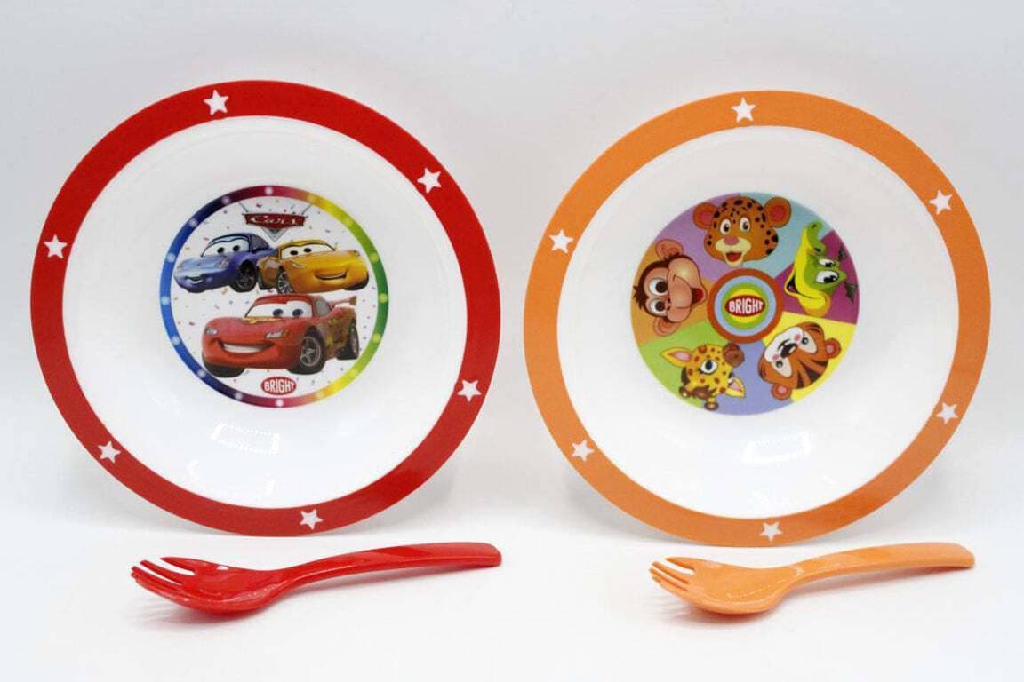 Mc Queen Cars & Animals Pack Of 2 Bowl & Spork Set (Kc5426)
