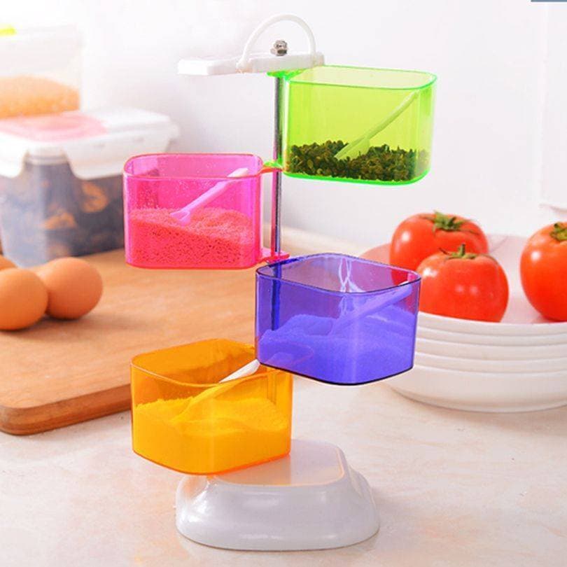 4-Layer Colorful 360 Degree Rotating Creative Blends Flavors the Box Seasoning Rack
