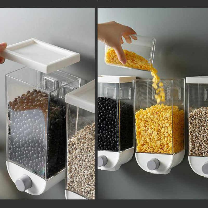 Whole Grains Rice Bucket Wall-mounted Out Rice Plastic Kitchen Storage Food Container Rangement Cuisine