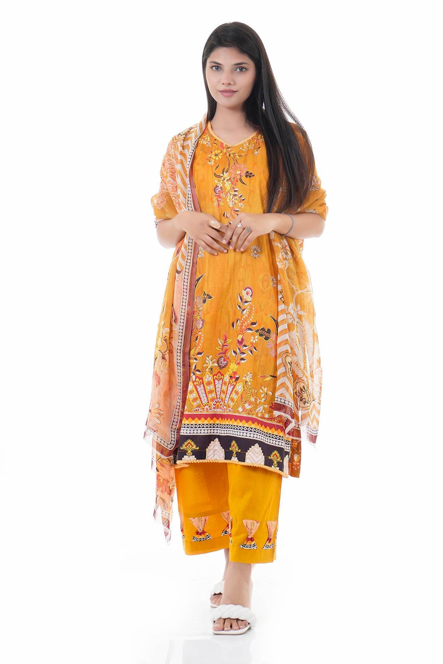 Summer Collection Digital Printed 3 Piece Lawn Suits With Chiffon Dupatta - DCS-22