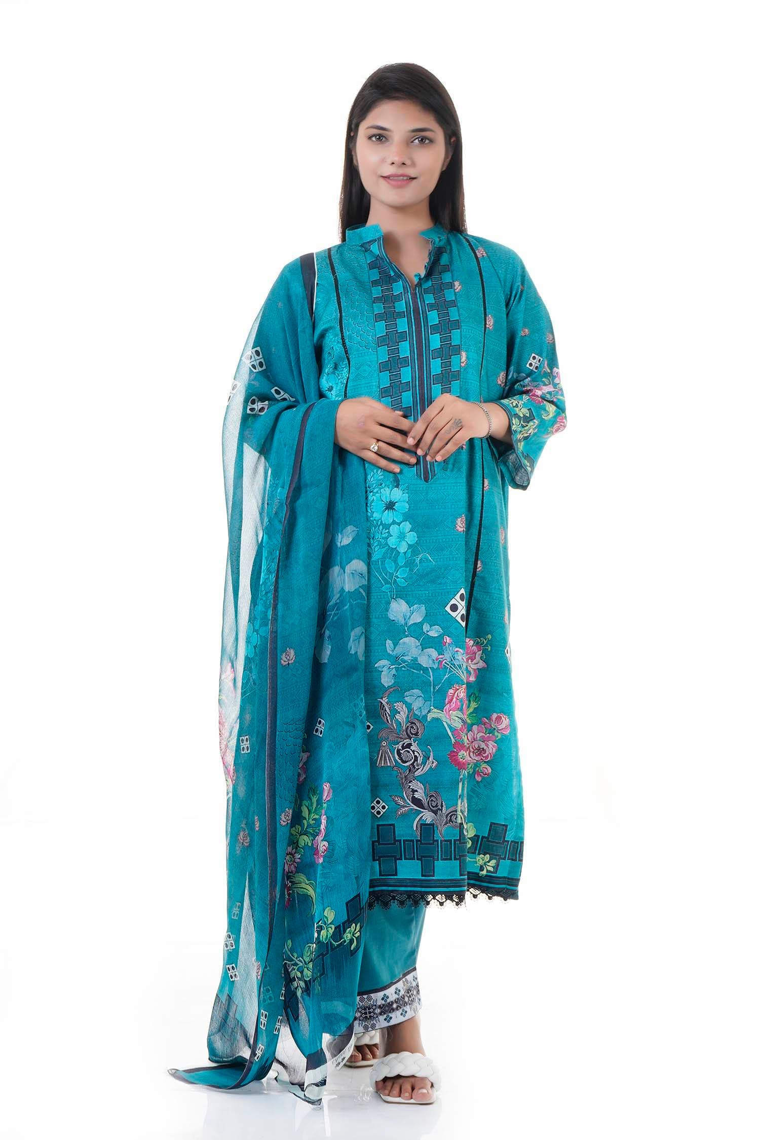 Summer Collection Digital Printed 3 Piece Lawn Suits With Chiffon Dupatta - DCS-04
