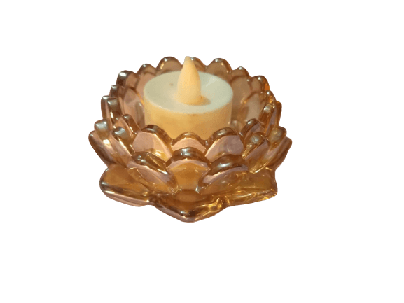 Crystal Glass Block Flower Candle Holders