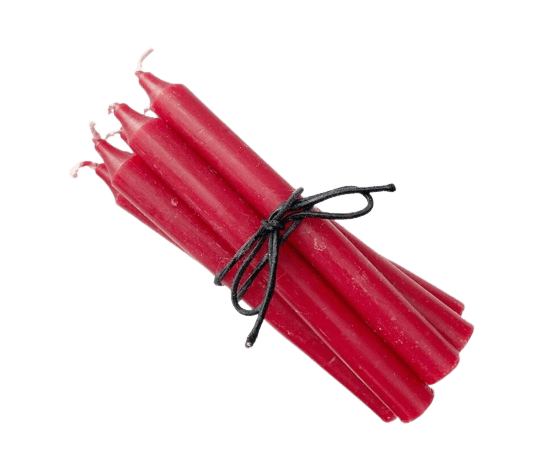 Pack Of 10 - Tall Dinner Stick Candles - Red