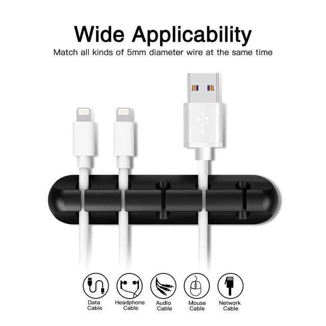 Universal 5 Holes Silicone Cable Clip Desktop Tidy Holder Wire Organizer