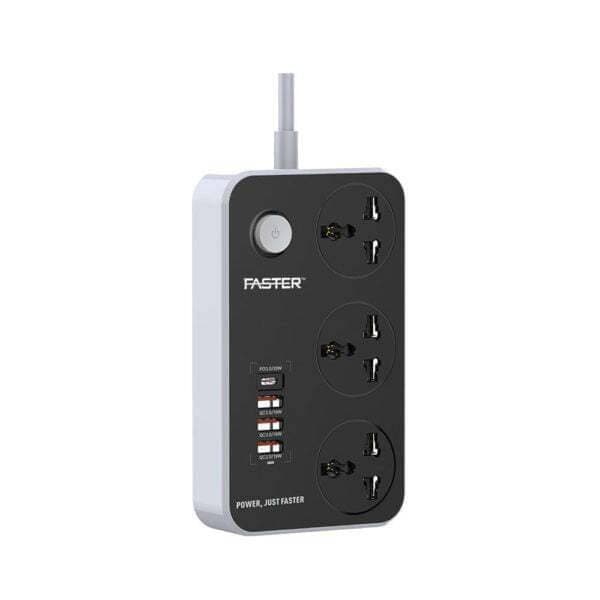 Faster Fus-640 Power Strip Extension With Pd+3 Qc3.0 USB Ports