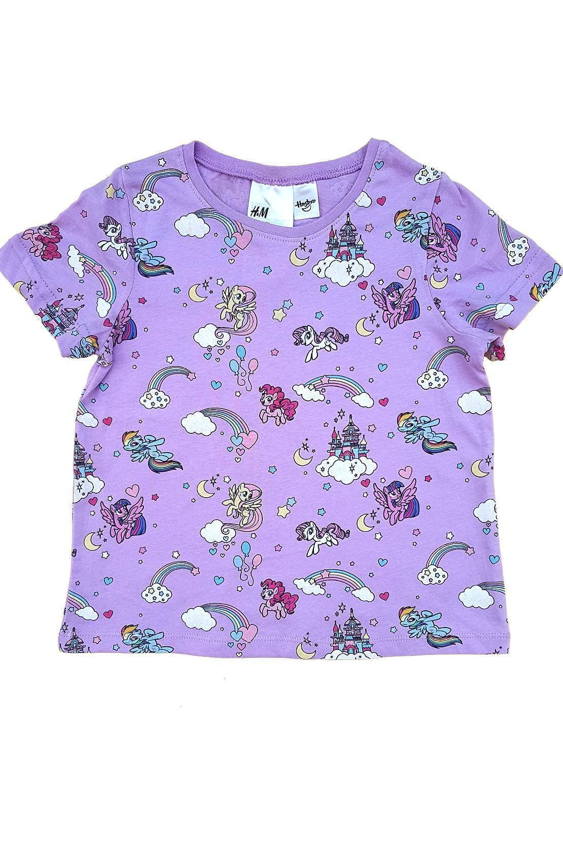 H & M Cotton Fabric Printed T-Shirt - Purple