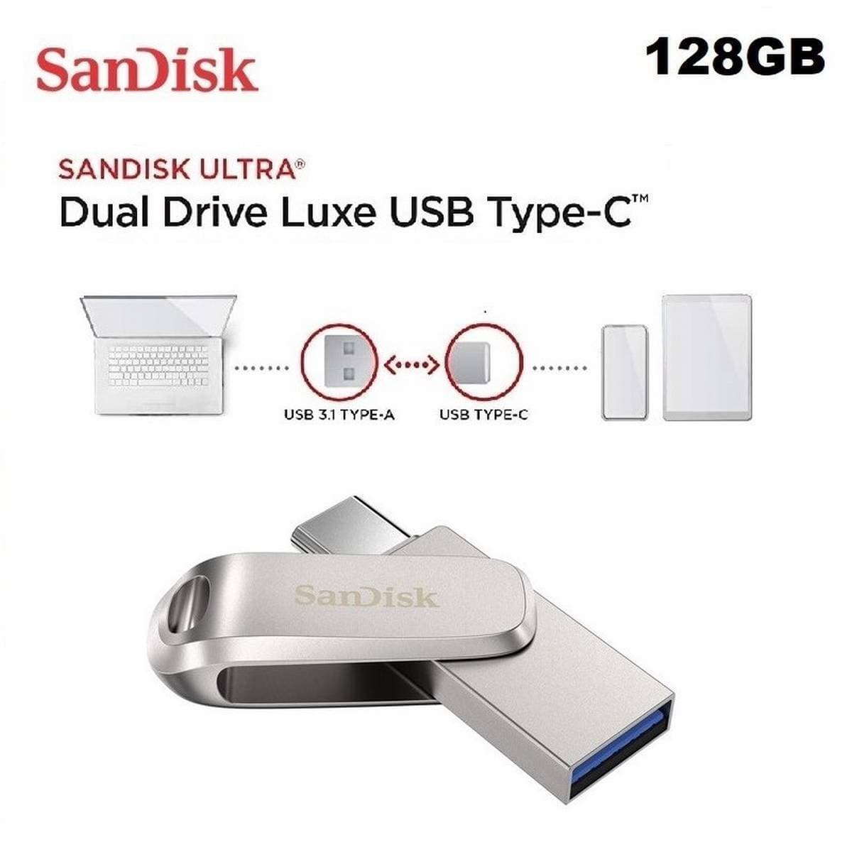 SanDisk 128GB Ultra Dual Luxe USB Type-C USB Flash Drive