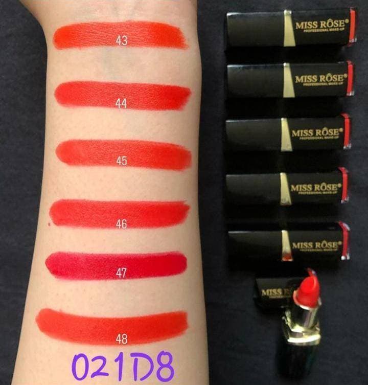 Miss Rose - Moisture-Matte Lipstick Set - Romantic Shades - Long Lasting - Lightweight - Soft Matte Finish - No Greasy - Transfer Free - Portable Size - Easy Glide - Excellent Pigment - Full Coverage - Paraben & Gluten Free - Pack of 6