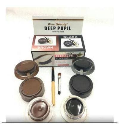 kiss beauty deep pupil 2 in 1 Long Lasting Gel Eye Liner & Eyebrow Powder (2 Black And 2 Brown)
