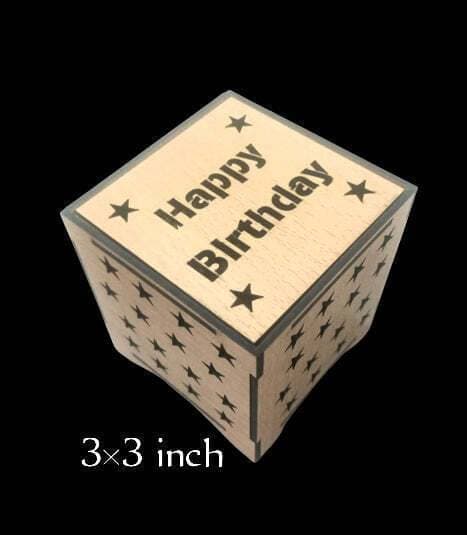 Wooden Happy Birthday Box - 3 x 3 Inches