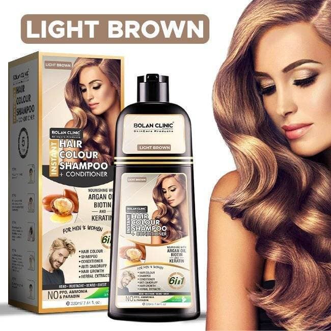 Bolan Clinic Light Brown Instant Hair Color Shampoo + Conditioner
