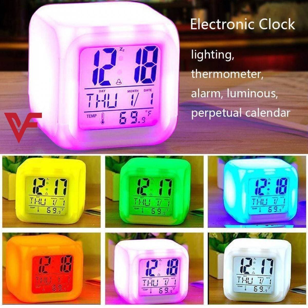 Digital Table Clock 7 Color Changing Led Lights Big Size Digital Alarm Clock Dice