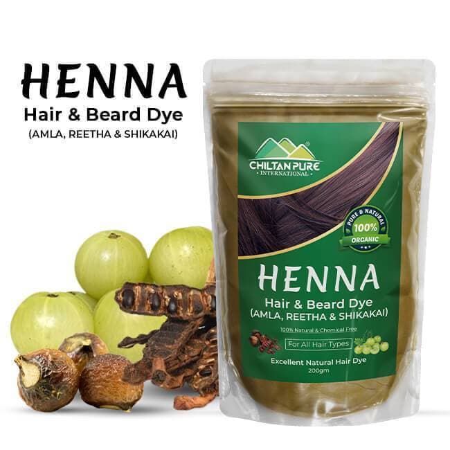 Chiltan Pure Henna Amla, Retha, Shikakai Hair And Beard Dye Color - 200G