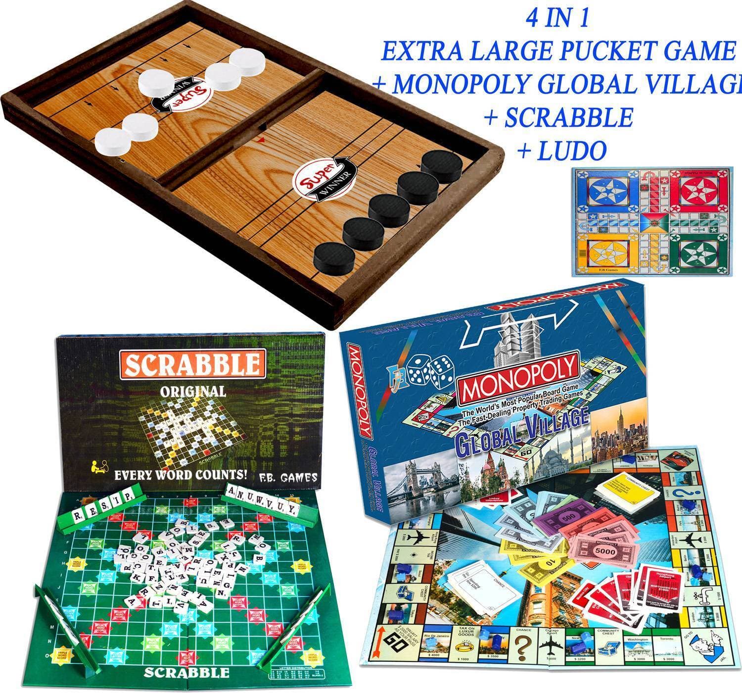4 in 1 Extra Large Pucket Board Game