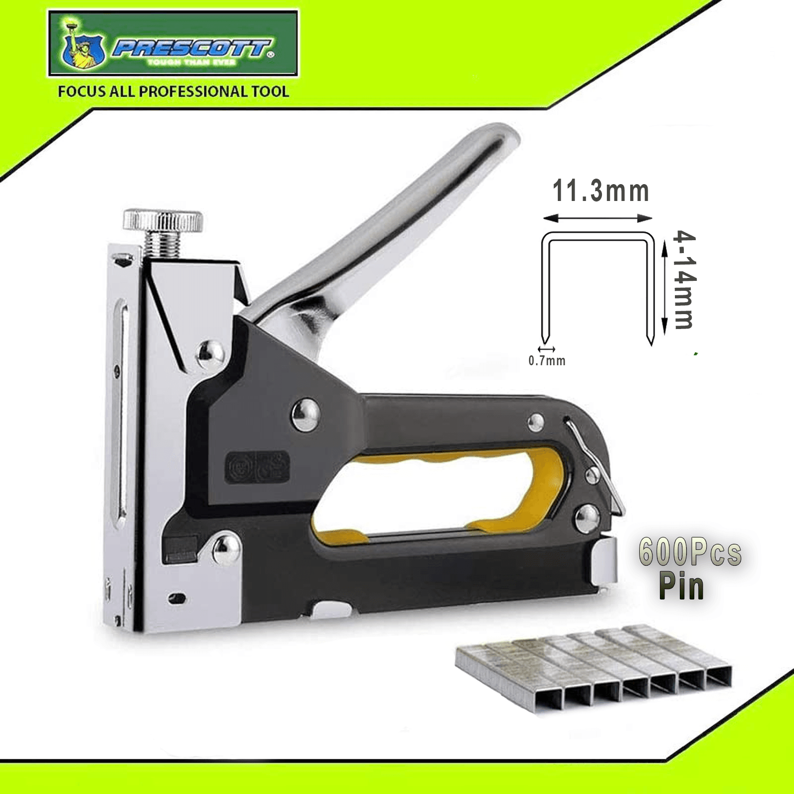 Prescott Heavy Duty Staple Gunn Machine - 4-14Mm With 600 Pcs Free