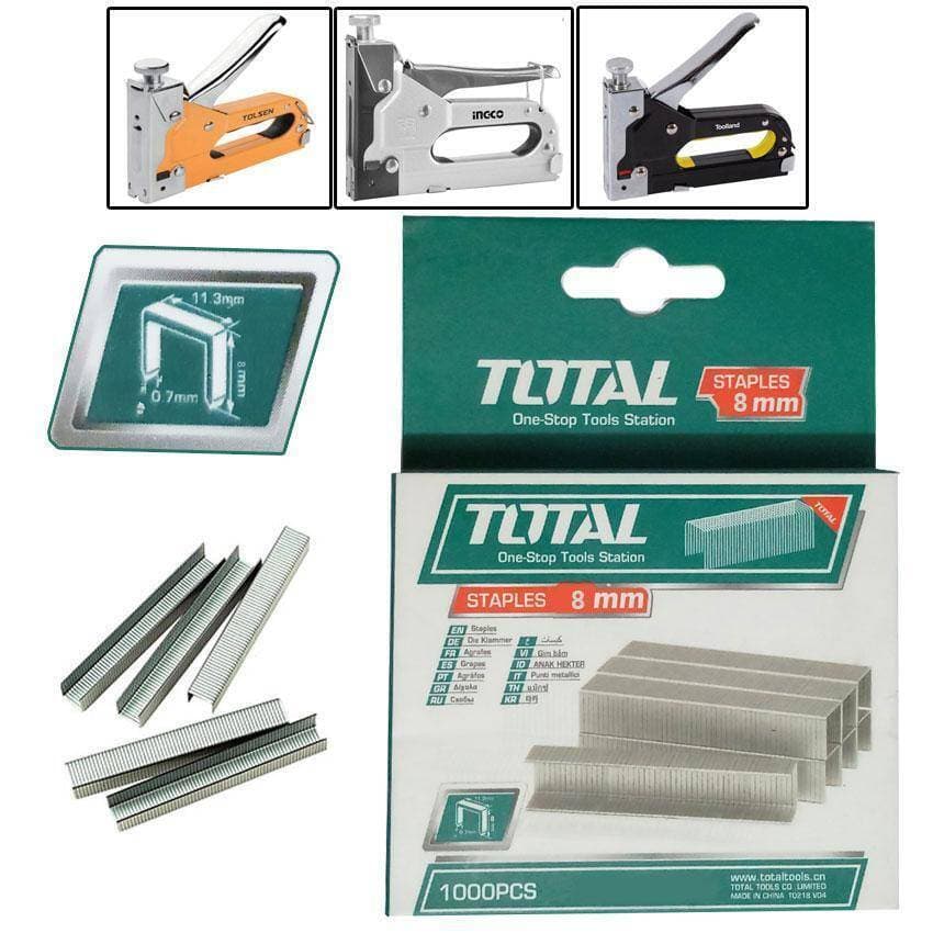 Total 1000 Pcs Staple Pin Box 8Mm For Wood, Plywood For 3 In 1
