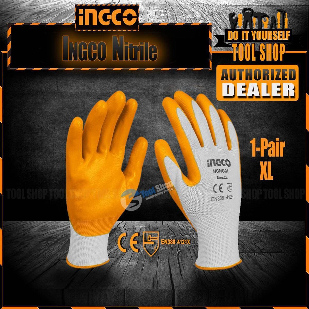 Ingco Original Nitrile Oil Resistant & Work Shop Working Rubber Safety Gloves