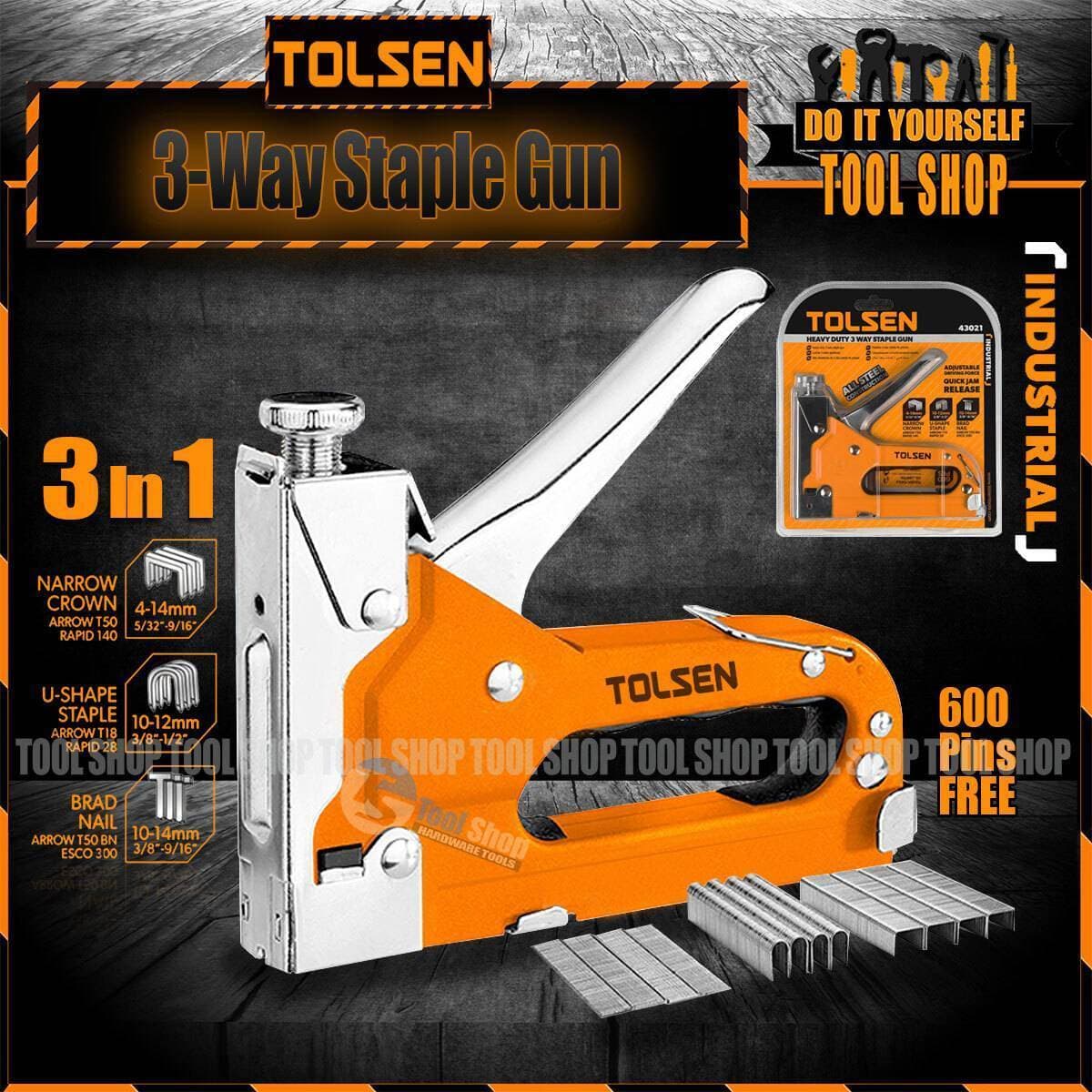 Tolsen Industrial Heavy Duty 3 Way Staple With 600 Pins