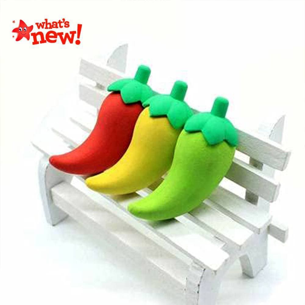 3 PCS Chili Pepper Shape erasers for kids