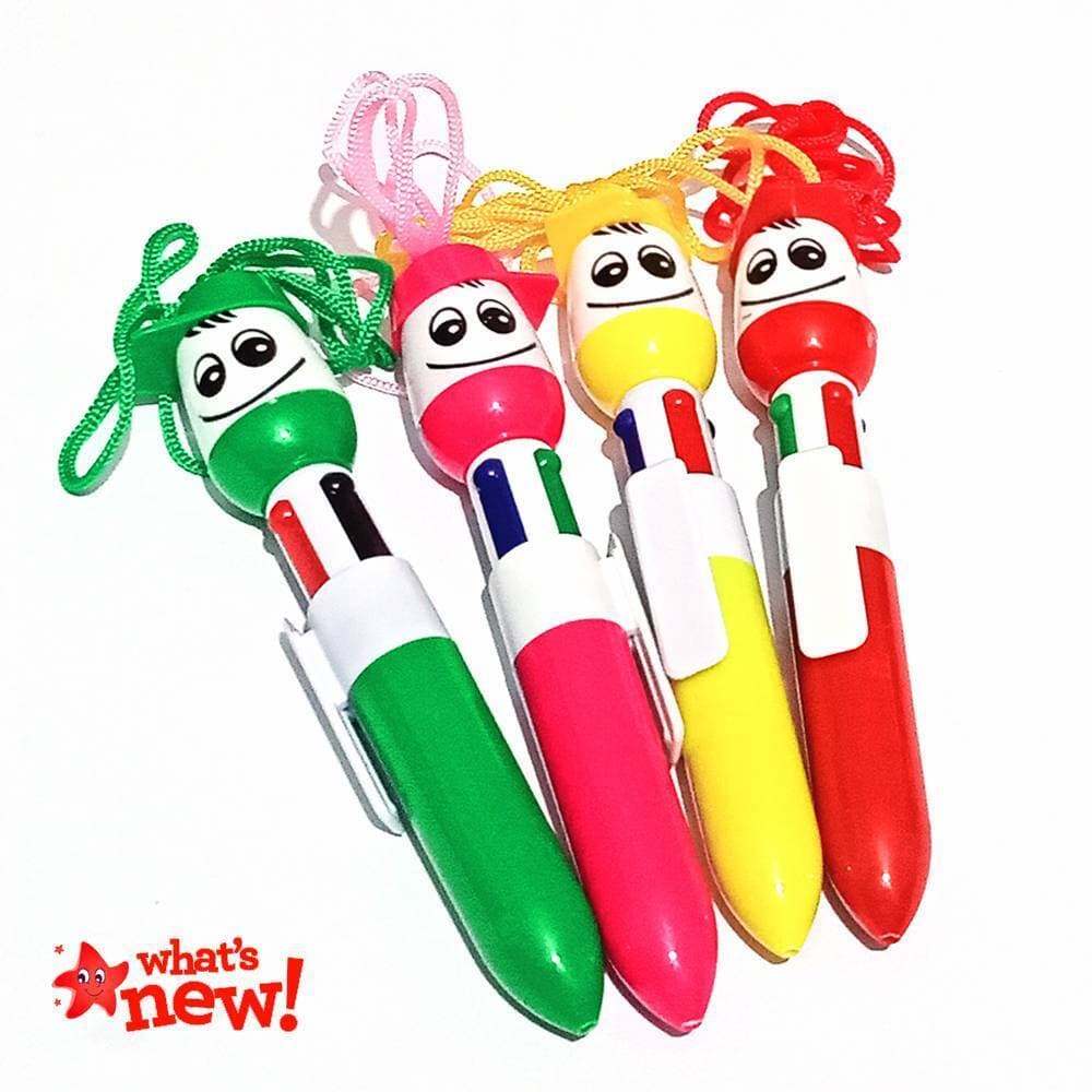 Cute Smiley Retractable 4 Color Ballpoint Pen Gift For Kids - 1 Piece