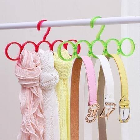 Scarf Rack Plastic Hangers Scarves Ties Five Ring Clothes Hangers