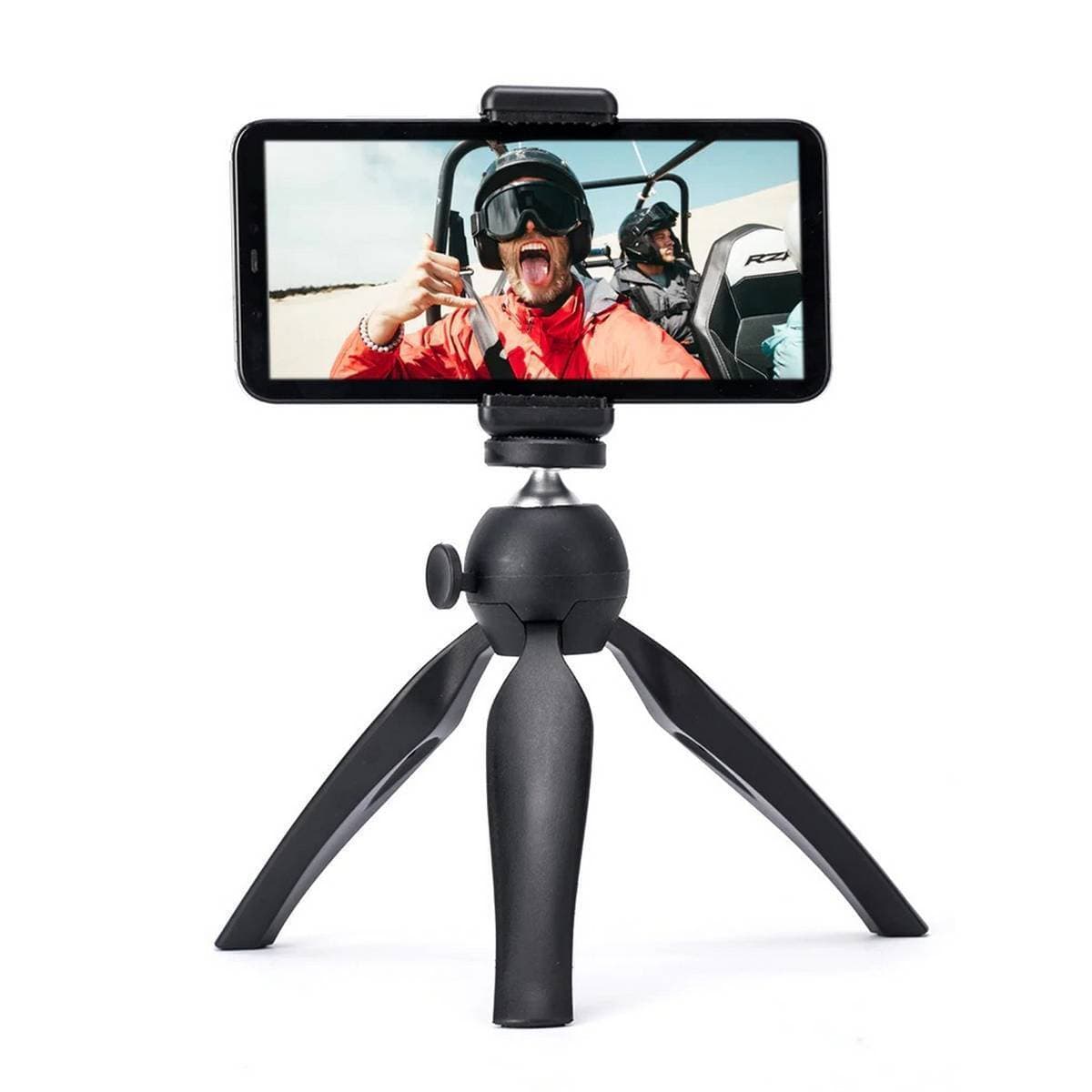 Mini Size Tripod Stand Movable Ball Head And Mobile Holder - Black-(Ks)