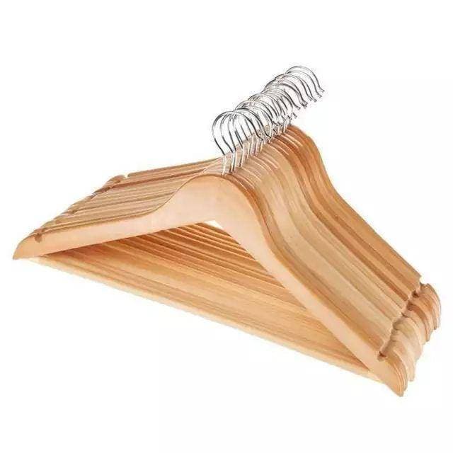 10 Pieces Solid And Rotating Metal Hook Wooden Hangers