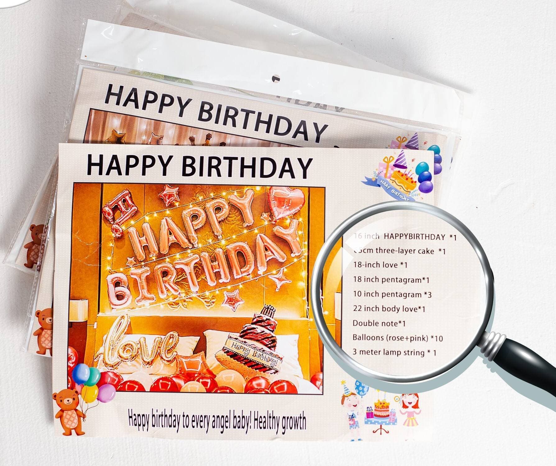 Happy Birthday With Script Love And Cake Shaped Foil Balloon Theme Set