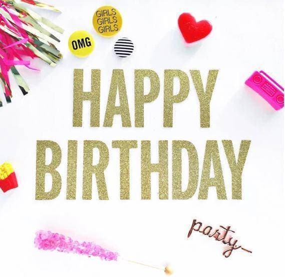 Happy Birthday Golden / Silver Glitter Banner 13 Letters