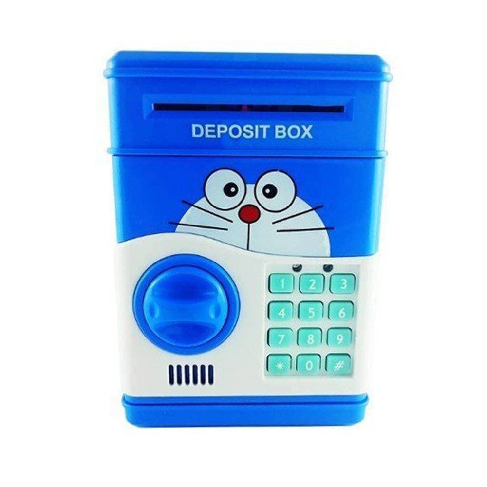 ATM Toy Money Deposit Box With Electronic Lock Blue For Kids