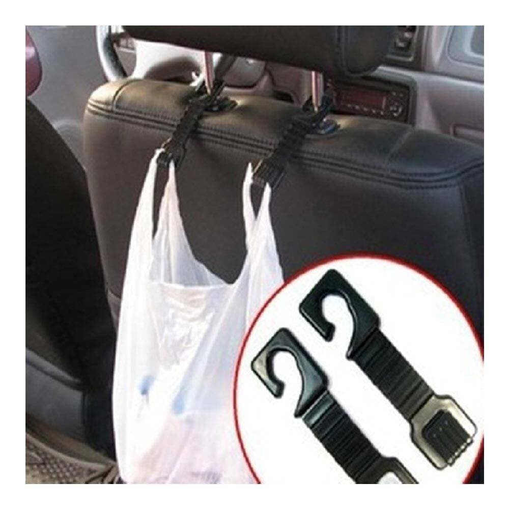 Vehicle Seat Plastic Hard Duty Car Hooks - Black (4-Hook Pack)
