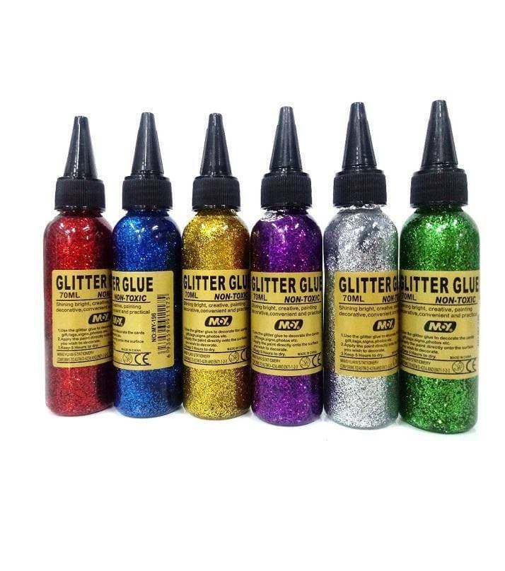 6 Bottles 3D Glitter Glue 70Grams In Each Handcraft Glitter Powder Kids Paint Glitter Glue