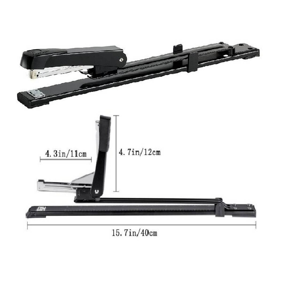 Manual Metal Long Arm Stapler - Black