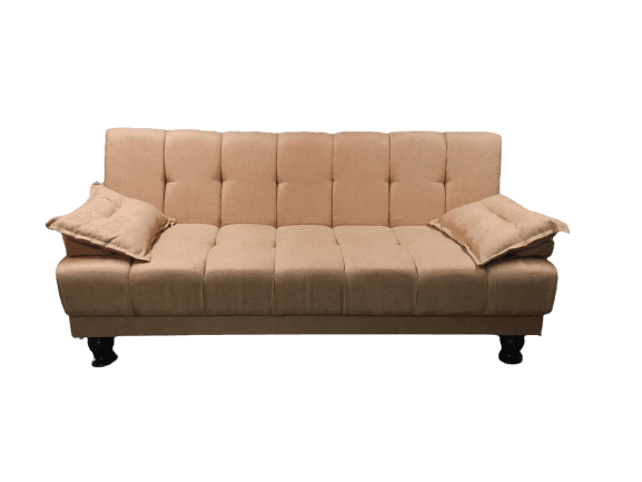 Sofa Cum Bed Imported Jute Fabric Camel Color Armless Compact Living Spaces